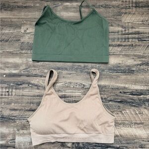 Basic olive and tan bralettes size large